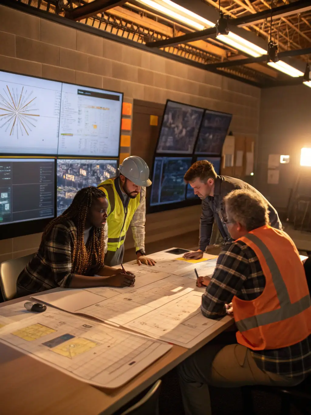 An engineer reviewing solar panel layouts on a digital tablet with a solar farm in the background, showcasing the solar system design service.